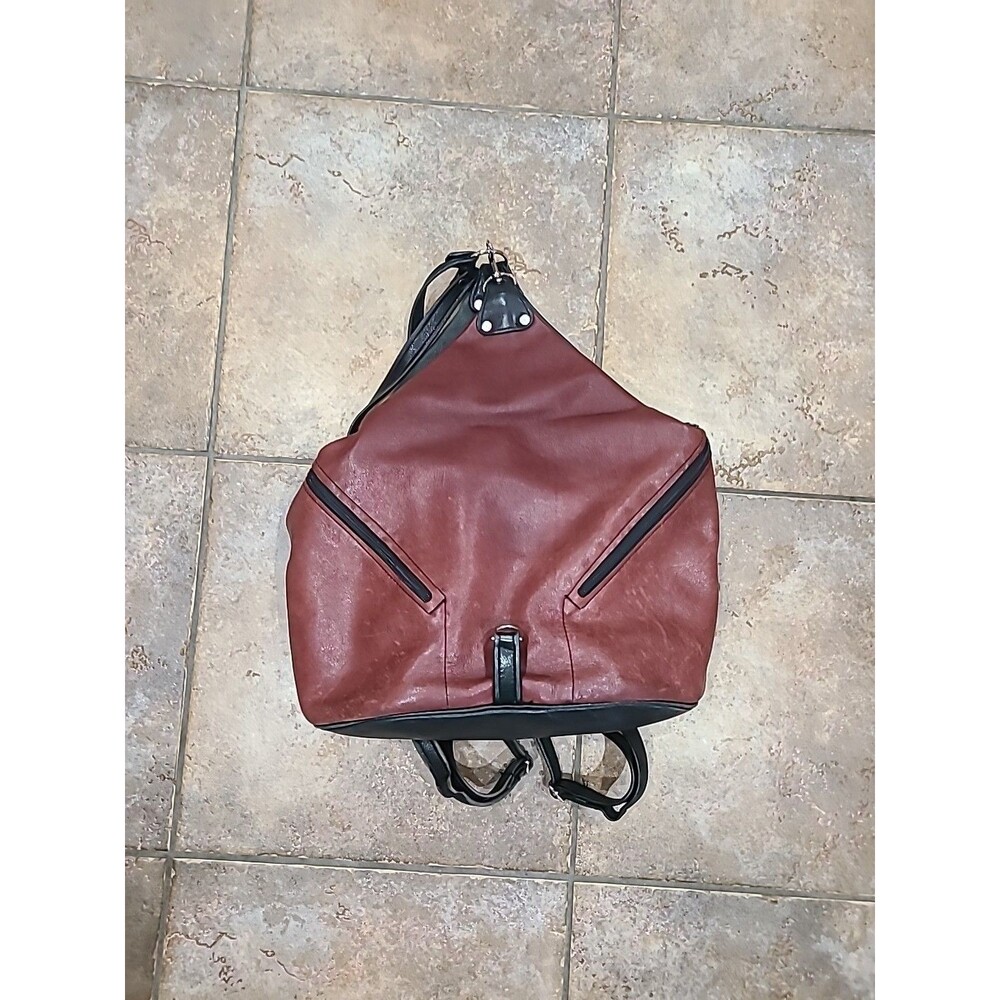 Triangle-fold Convertible Leather Purse, Backpack Crossbody